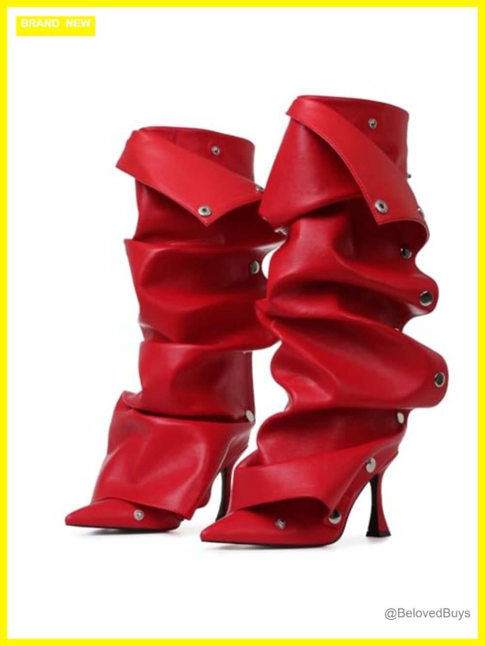 VOMIRA Women's Knee High Stiletto Boots Pointed Toe Ruched Slouchy Wide Calf